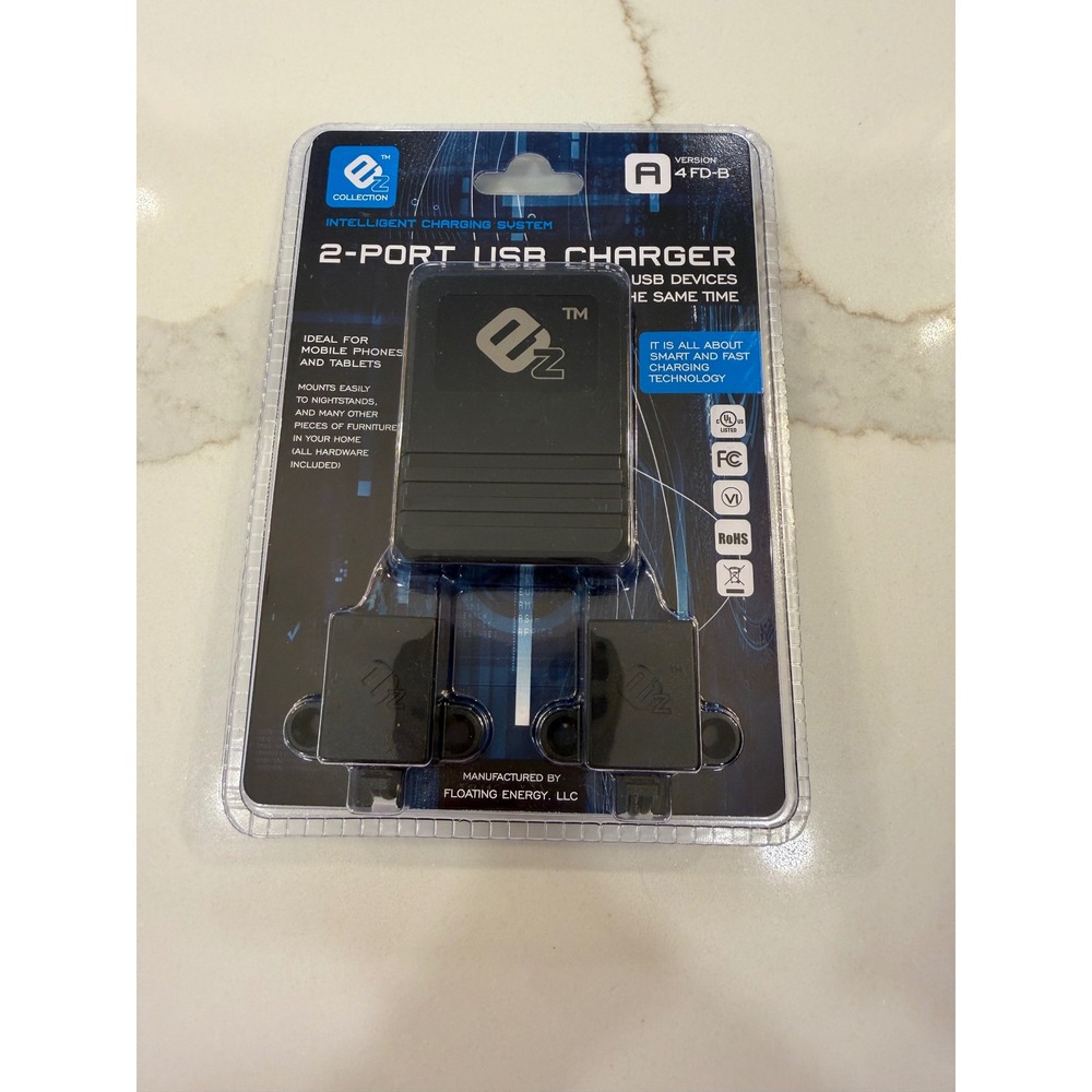 EZ Collection 2-Port USB Charger Furniture Mount Intelligent System 4 FD-B Black - Picture 2 of 6